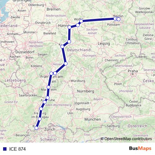 ICE 874 rail Line Map