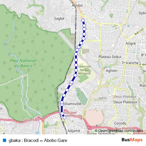 gbaka : Bracodi ↔ Abobo Gare bus Line Map