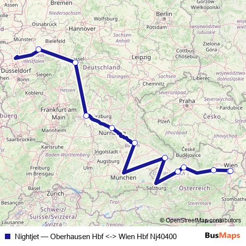 Nightjet rail Line Map
