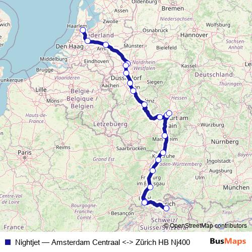 Nightjet rail Line Map