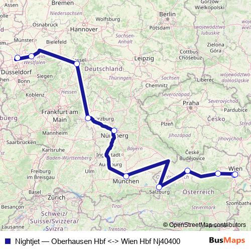 Nightjet rail Line Map