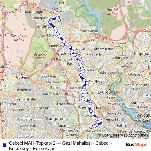 Cebeci MAH-Topkapi 2 bus Line Map