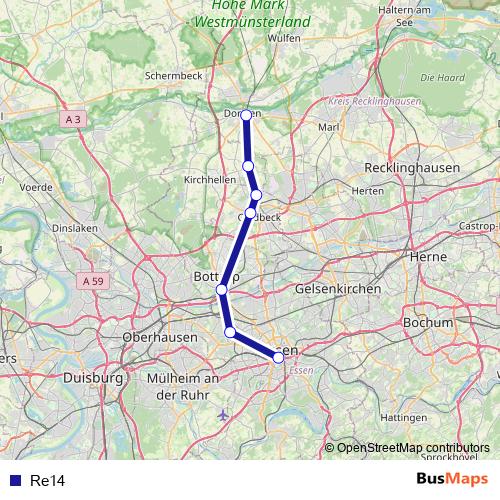 Re14 bus Line Map