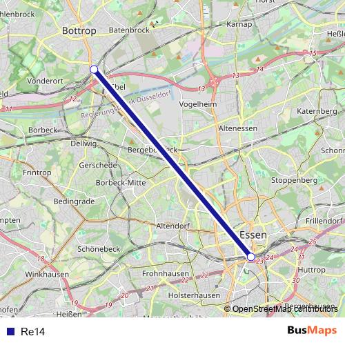 Re14 bus Line Map