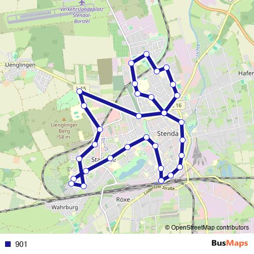 901 bus Line Map