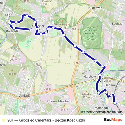 901 bus Line Map