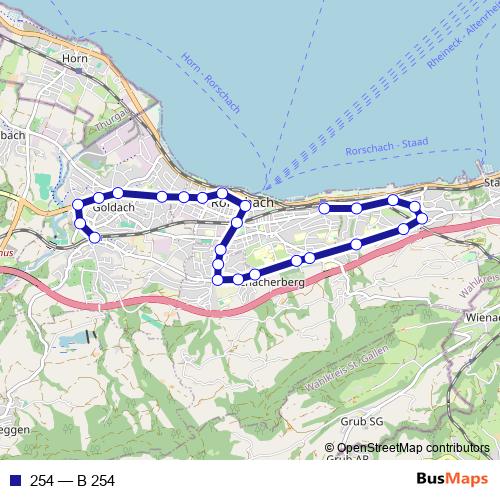 254 bus Line Map