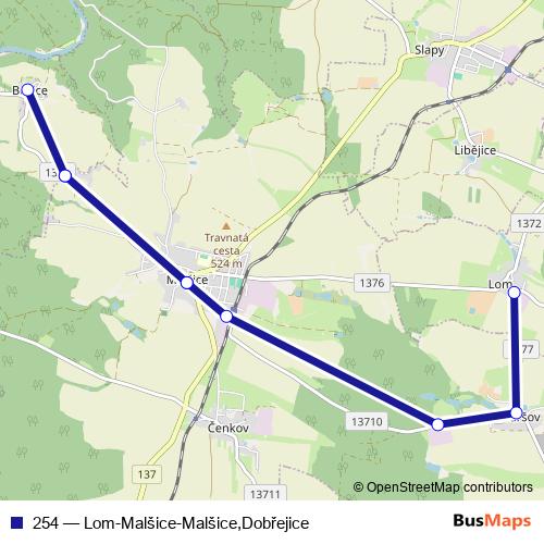 254 bus Line Map