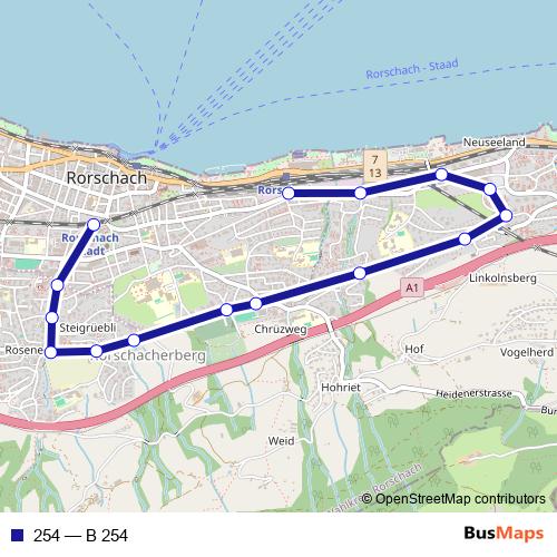 254 bus Line Map