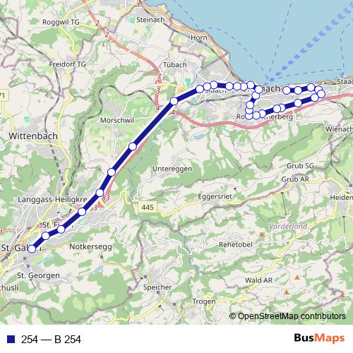 254 bus Line Map