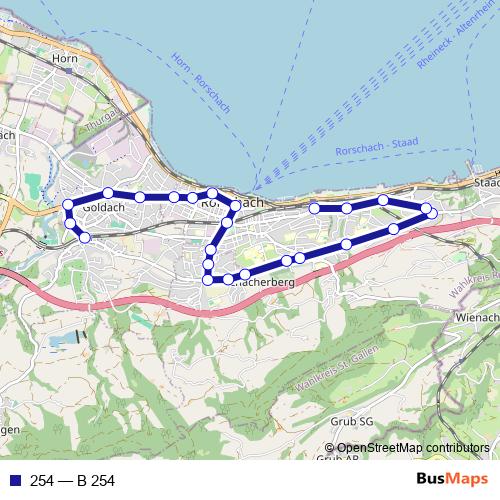 254 bus Line Map