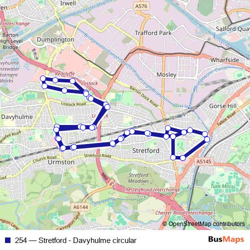 254 bus Line Map