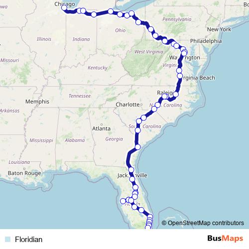 Floridian rail Line Map