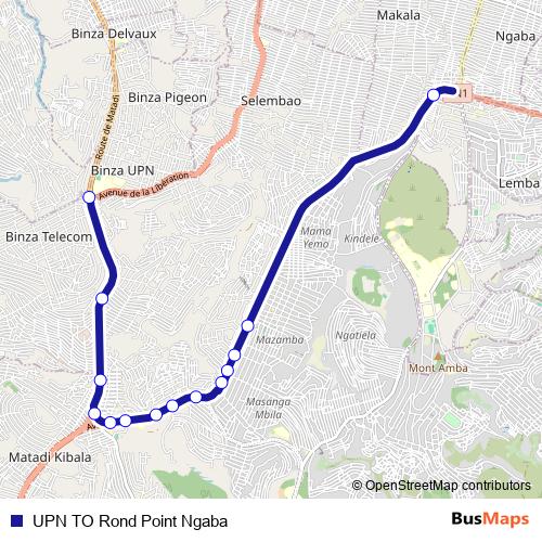UPN TO Rond Point Ngaba bus Line Map