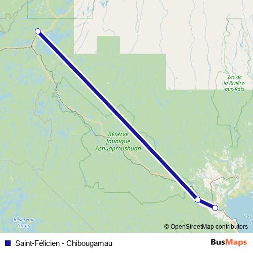 Saint-Félicien - Chibougamau bus Line Map