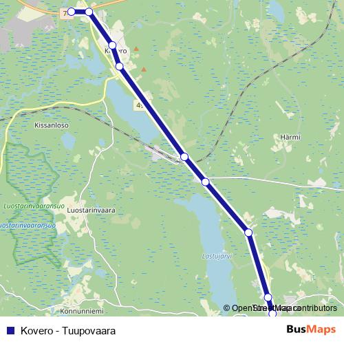 Kovero - Tuupovaara bus Line Map