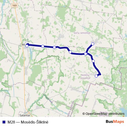 M28 bus Line Map