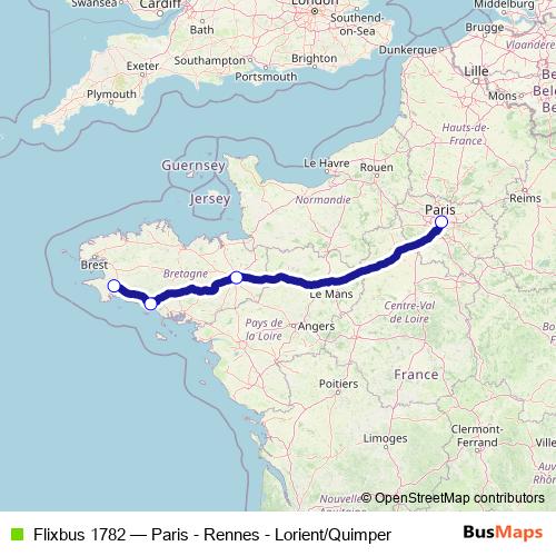 Flixbus 1782 bus Line Map