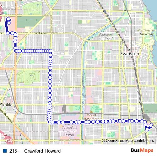 215 bus Line Map