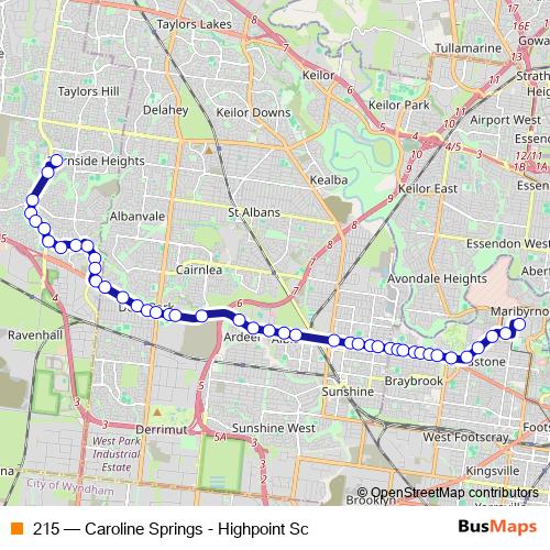 215 bus Line Map