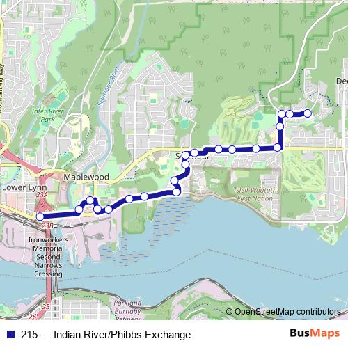 215 bus Line Map