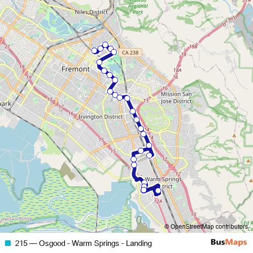215 bus Line Map