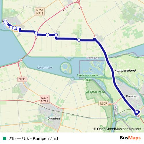 215 bus Line Map