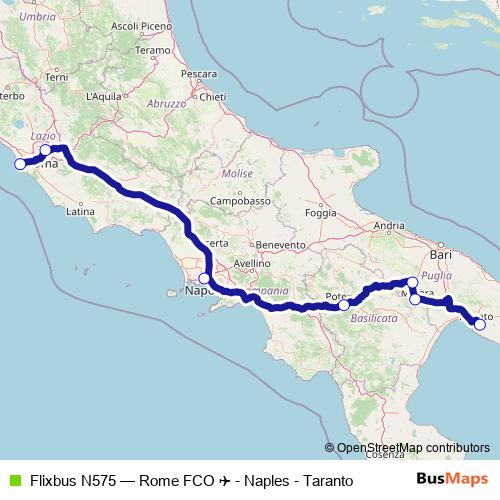 Flixbus N575 bus Line Map