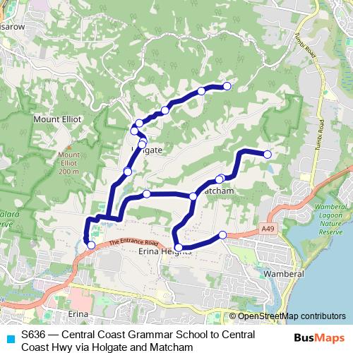 S636 bus Line Map