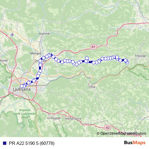 PR A22 5190 5 (60778) bus Line Map