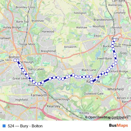 524 bus Line Map