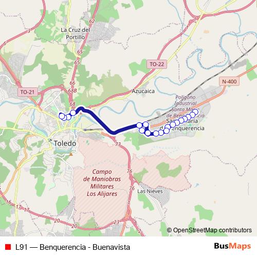 L91 bus Line Map