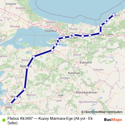 Flixbus Kk3497 bus Line Map
