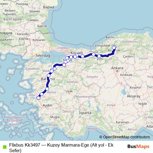 Flixbus Kk3497 bus Line Map