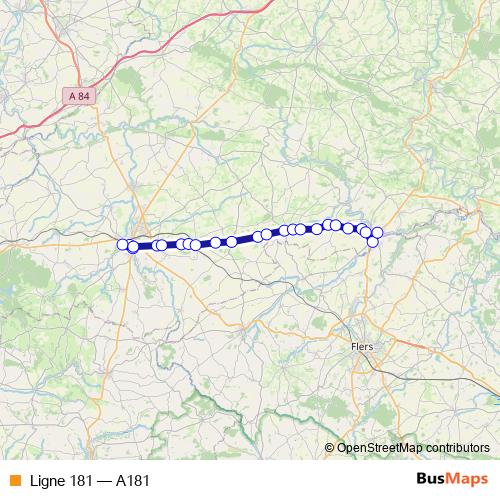 Ligne 181 bus Line Map