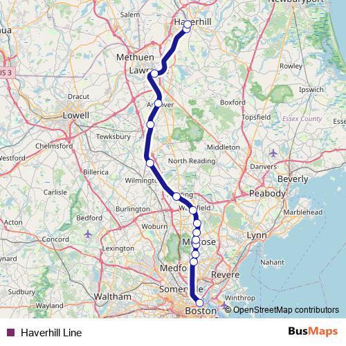 Haverhill Line rail Line Map