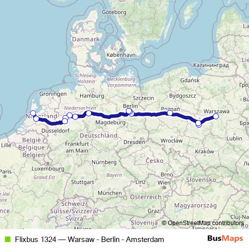 Flixbus 1324 bus Line Map