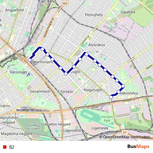 82 trolleybus Line Map