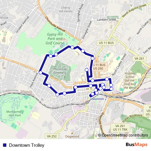 Downtown Trolley bus Line Map