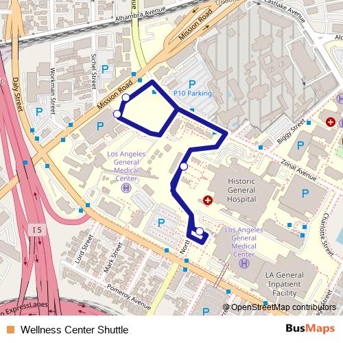 Wellness Center Shuttle bus Line Map