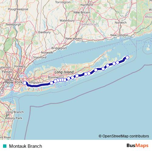 Montauk Branch rail Line Map