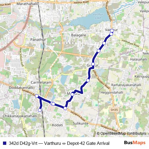 342d D42g-Vrt bus Line Map