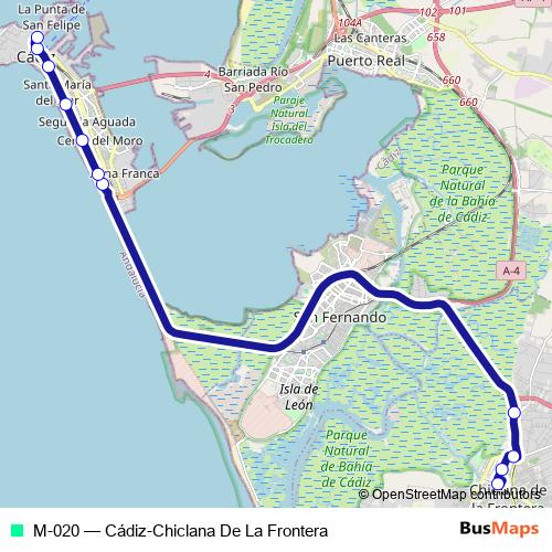 M-020 bus Line Map