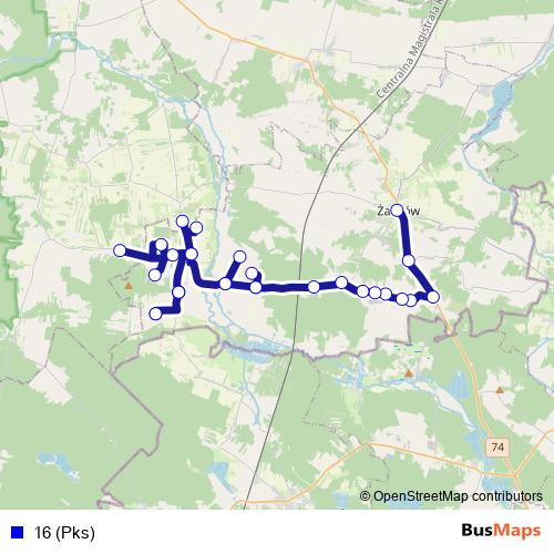 16 (Pks) bus Line Map