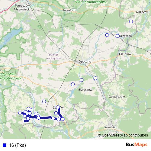 16 (Pks) bus Line Map