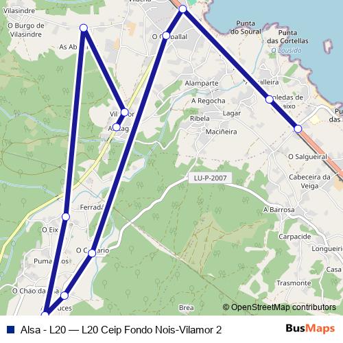 Alsa - L20 bus Line Map