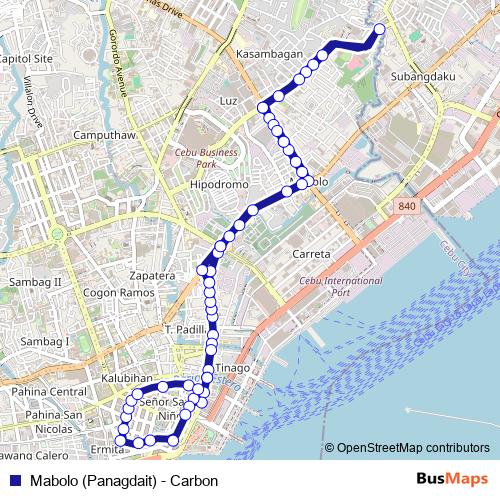 Mabolo (Panagdait) - Carbon bus Line Map