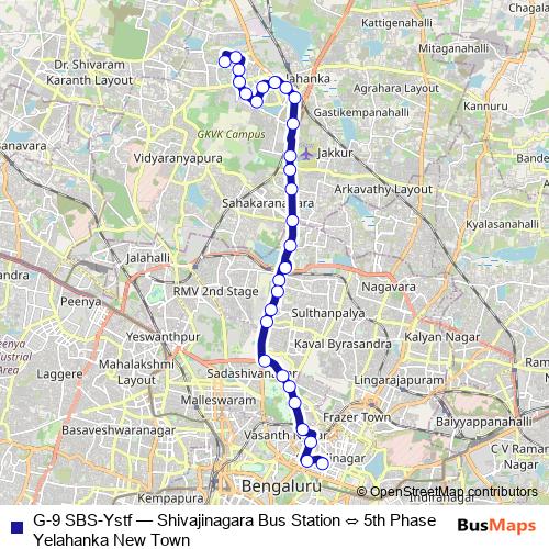 G-9 SBS-Ystf bus Line Map