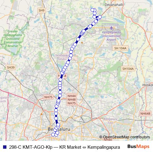 298-C KMT-AGO-Klp bus Line Map