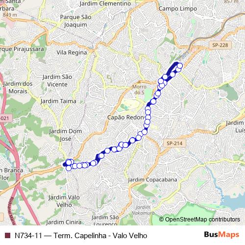 N734-11 bus Line Map